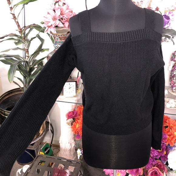 Cute Black Shoulder Cut-out Sweater - Picture 2 of 4